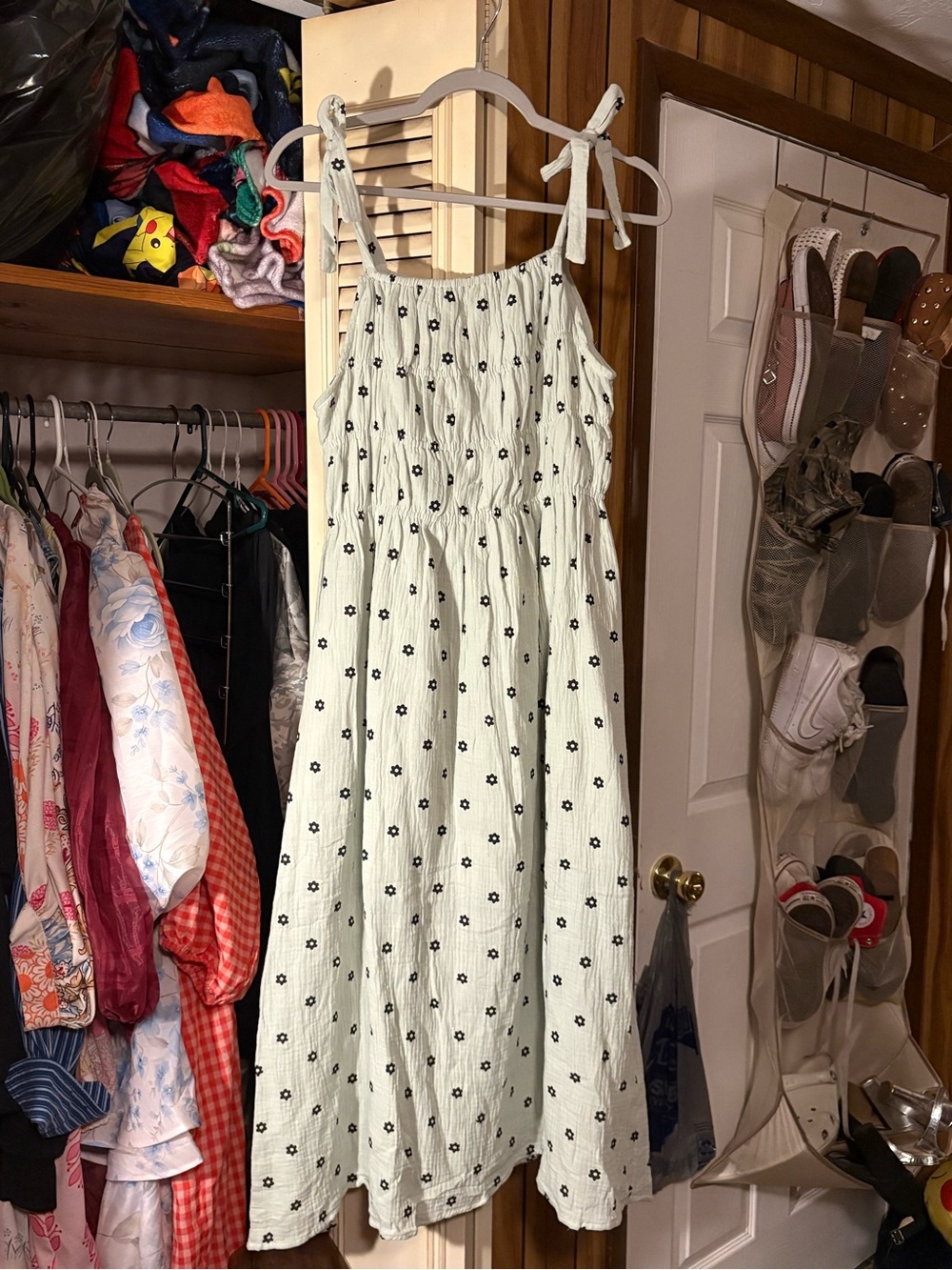 Light Green Floral Tie-Shoulder Casual Sundress